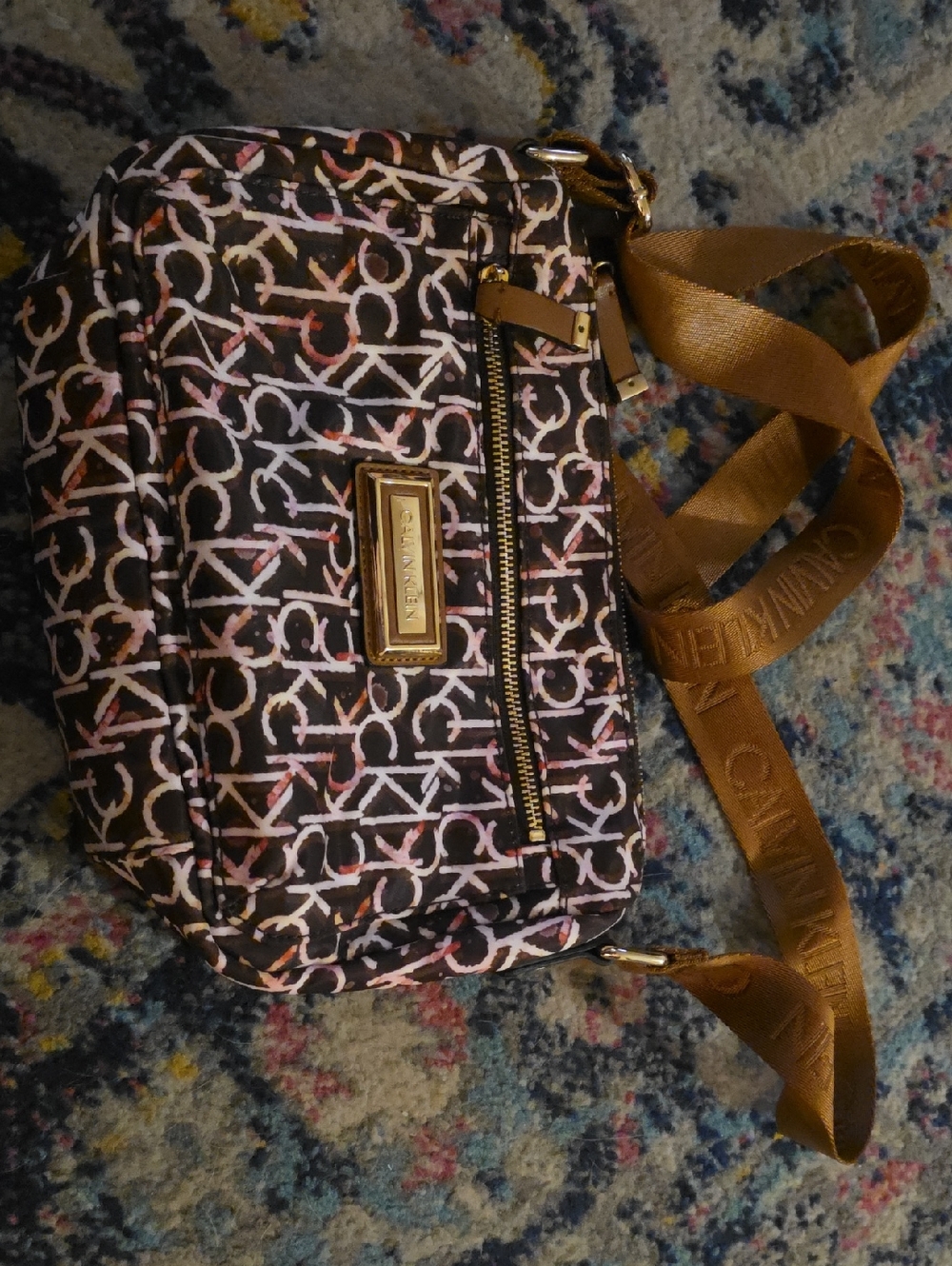 Calvin Klein Black Logo Crossbody with Pink Accents